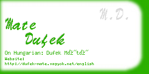 mate dufek business card